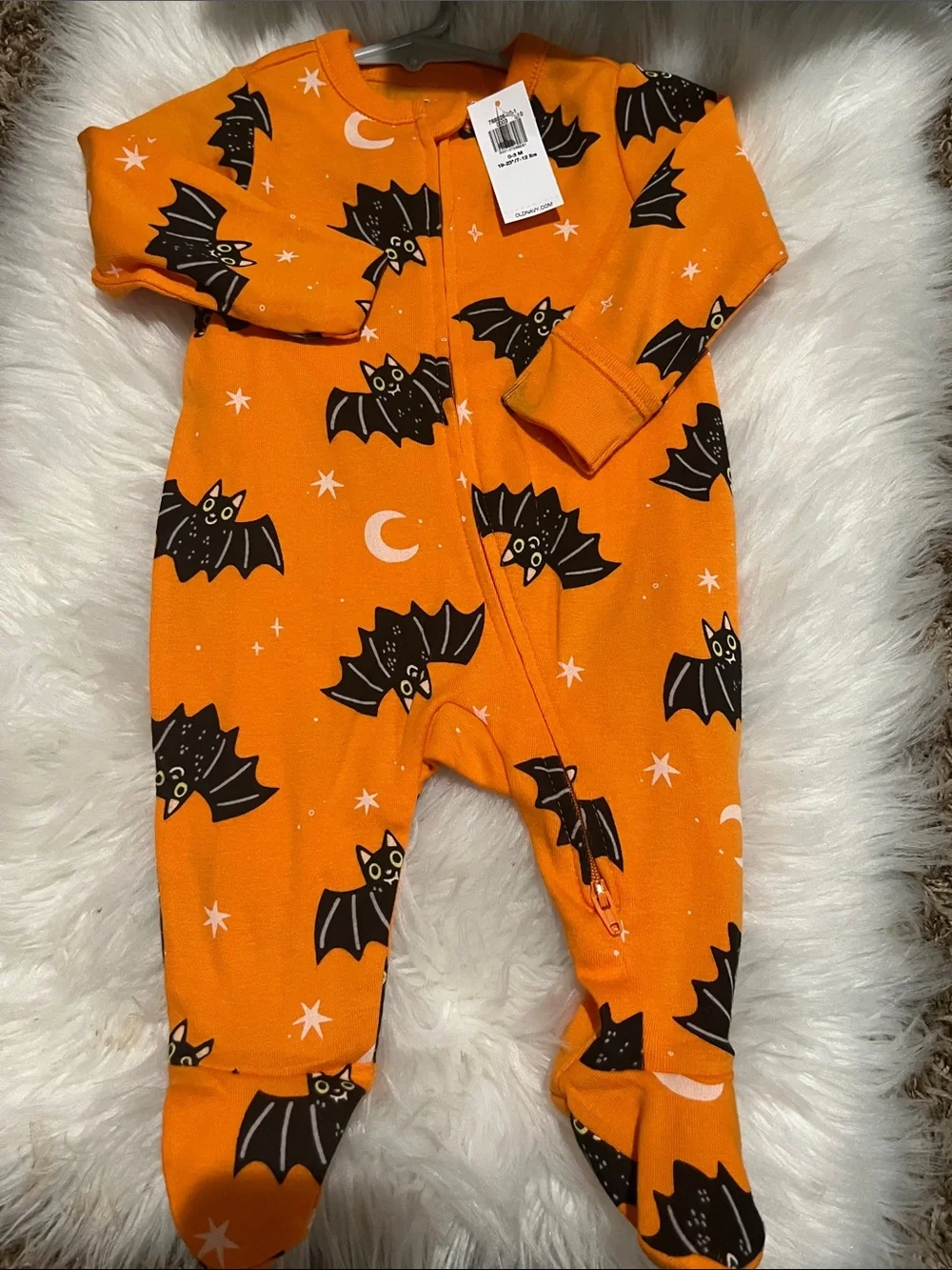 Old Navy Orange Bat Print Footed Baby One-Piece